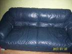 Leather sofa blue Lleather sofa blue 3 seater 2 seater....